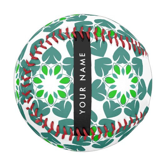 Leaf-Muster, grüne Blätter, Ihr Name Baseball (Vorderseite Links)