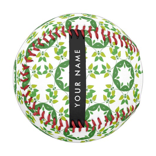 Leaf-Muster, grüne Blätter, Ihr Name Baseball (Vorderseite Links)