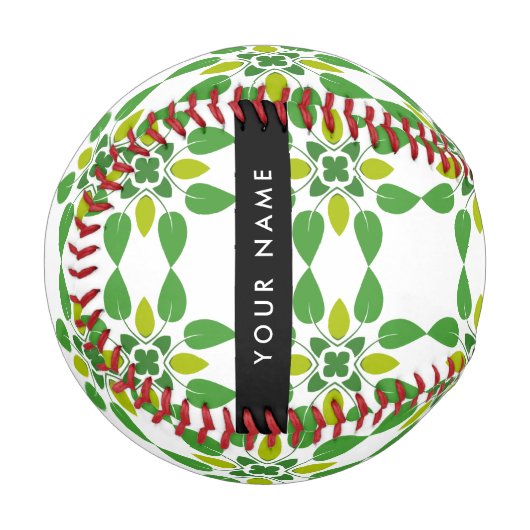 Leaf-Muster, grüne Blätter, Ihr Name Baseball (Vorderseite Links)