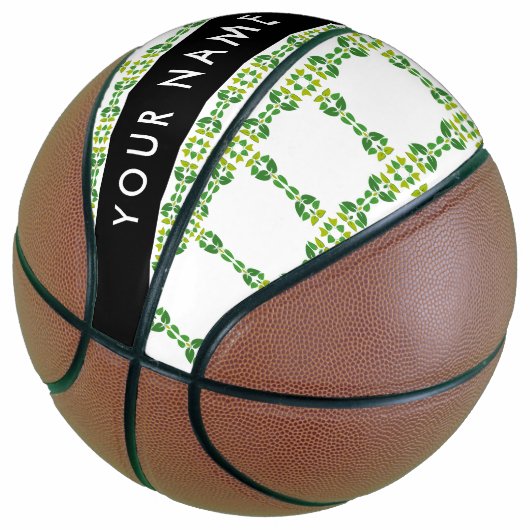 Leaf-Muster, grüne Blätter, Ihr Name Basketball (angewinkelt)