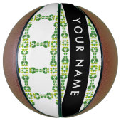 Leaf-Muster, grüne Blätter, Ihr Name Basketball (Vertikal)