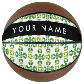 Leaf-Muster, grüne Blätter, Ihr Name Basketball (Vorderseite)