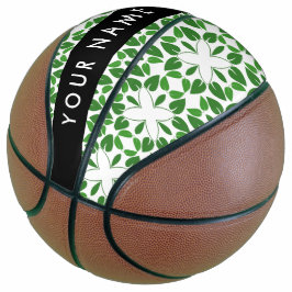 Leaf-Muster, grüne Blätter, Ihr Name Basketball