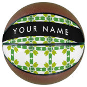 Leaf-Muster, grüne Blätter, Ihr Name Basketball (Vorderseite)