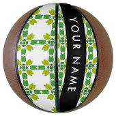 Leaf-Muster, grüne Blätter, Ihr Name Basketball (Vertikal)