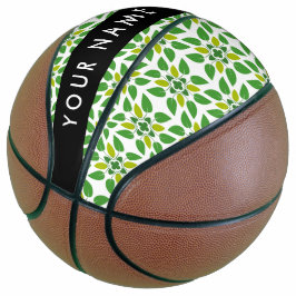 Leaf-Muster, grüne Blätter, Ihr Name Basketball