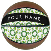 Leaf-Muster, grüne Blätter, Ihr Name Basketball (Vorderseite)