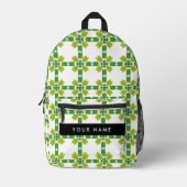 Leaf-Muster, grüne Blätter, Ihr Name Bedruckter Rucksack (Vorderseite)
