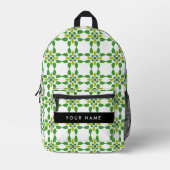 Leaf-Muster, grüne Blätter, Ihr Name Bedruckter Rucksack (Vorderseite)