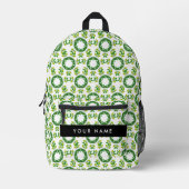 Leaf-Muster, grüne Blätter, Ihr Name Bedruckter Rucksack (Vorderseite)