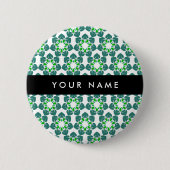 Leaf-Muster, grüne Blätter, Ihr Name Button (Vorderseite)