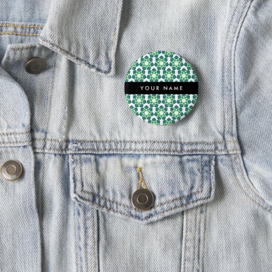 Leaf-Muster, grüne Blätter, Ihr Name Button (Beispiel)