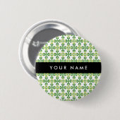 Leaf-Muster, grüne Blätter, Ihr Name Button (Vorne & Hinten)