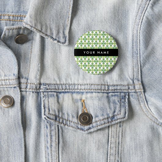 Leaf-Muster, grüne Blätter, Ihr Name Button (Beispiel)