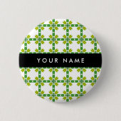 Leaf-Muster, grüne Blätter, Ihr Name Button (Vorderseite)