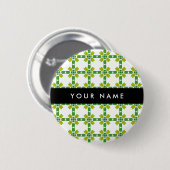 Leaf-Muster, grüne Blätter, Ihr Name Button (Vorne & Hinten)