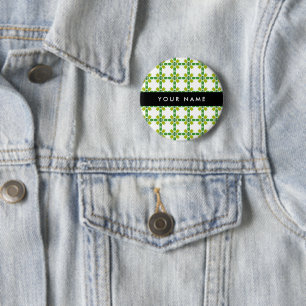 Leaf-Muster, grüne Blätter, Ihr Name Button