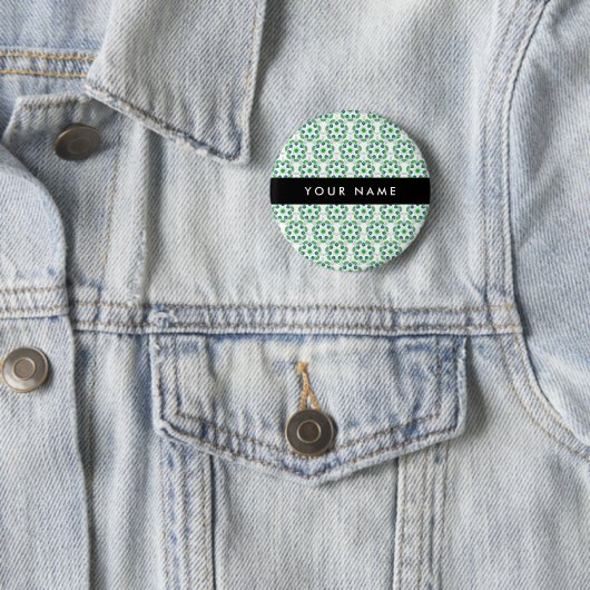 Leaf-Muster, grüne Blätter, Ihr Name Button (Beispiel)