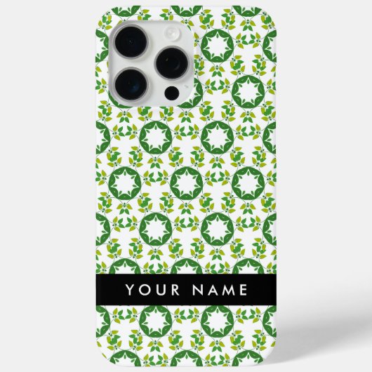 Leaf-Muster, grüne Blätter, Ihr Name Case-Mate iPhone Hülle (Rückseite)