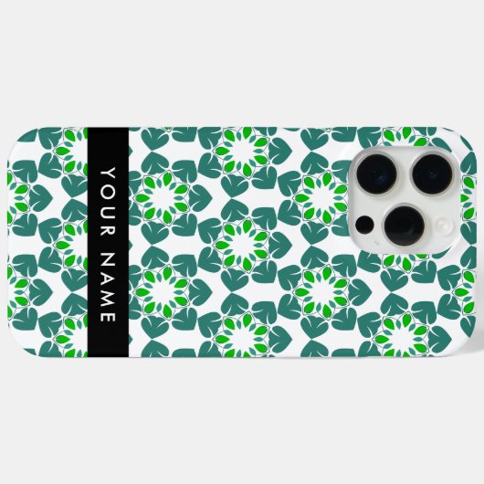 Leaf-Muster, grüne Blätter, Ihr Name Case-Mate iPhone Hülle (Rückseite (Horizontal))