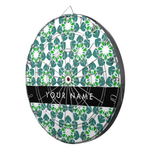 Leaf-Muster, grüne Blätter, Ihr Name Dartscheibe (Vorderseite rechts)