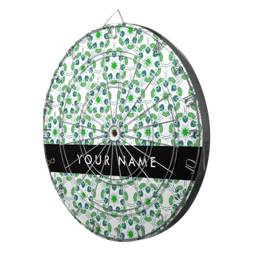 Leaf-Muster, grüne Blätter, Ihr Name Dartscheibe (Vorderseite rechts)