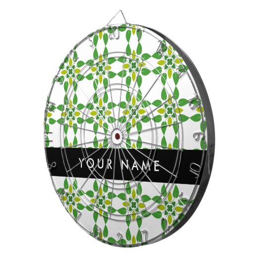 Leaf-Muster, grüne Blätter, Ihr Name Dartscheibe (Vorderseite rechts)