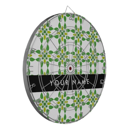 Leaf-Muster, grüne Blätter, Ihr Name Dartscheibe (Vorderseite Links)