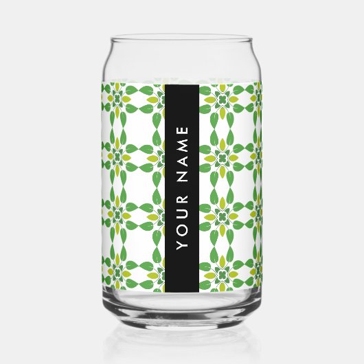 Leaf-Muster, grüne Blätter, Ihr Name Dosenglas (Vorderseite)