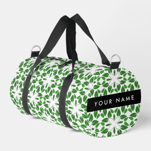 Leaf-Muster, grüne Blätter, Ihr Name Duffle Bag (Linke Seite)