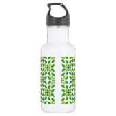 Leaf-Muster, grüne Blätter, Ihr Name Edelstahlflasche (Rückseite)