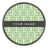 Leaf-Muster, grüne Blätter, Ihr Name Eishockey Puck (Vorderseite)