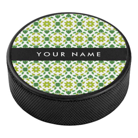 Leaf-Muster, grüne Blätter, Ihr Name Eishockey Puck (3/4)
