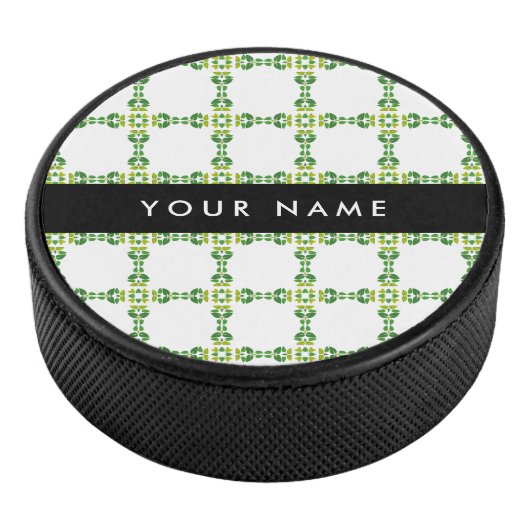 Leaf-Muster, grüne Blätter, Ihr Name Eishockey Puck (3/4)