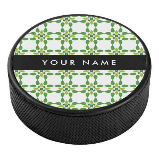 Leaf-Muster, grüne Blätter, Ihr Name Eishockey Puck (3/4)