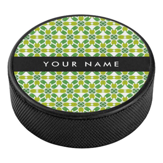 Leaf-Muster, grüne Blätter, Ihr Name Eishockey Puck (3/4)