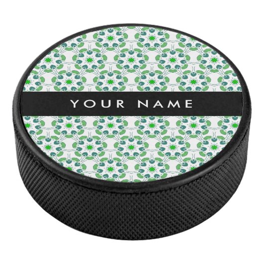 Leaf-Muster, grüne Blätter, Ihr Name Eishockey Puck (3/4)
