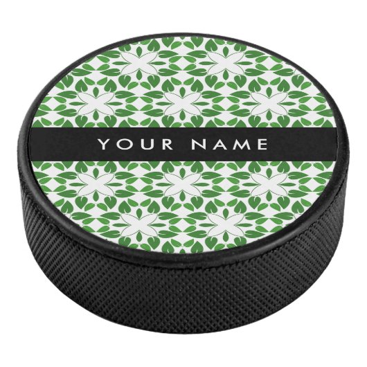 Leaf-Muster, grüne Blätter, Ihr Name Eishockey Puck (3/4)