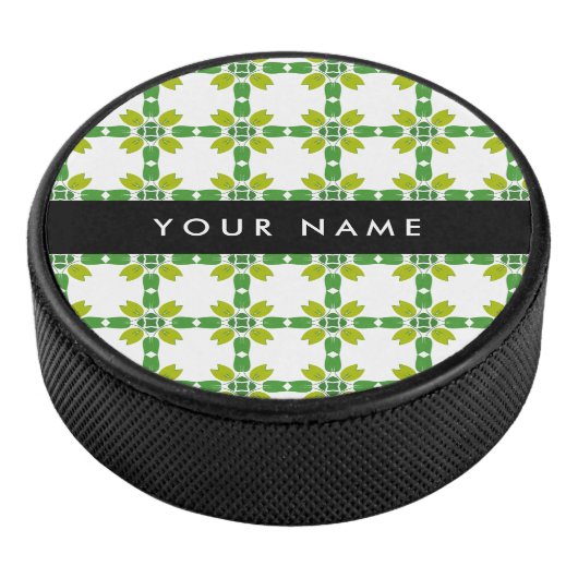 Leaf-Muster, grüne Blätter, Ihr Name Eishockey Puck (3/4)