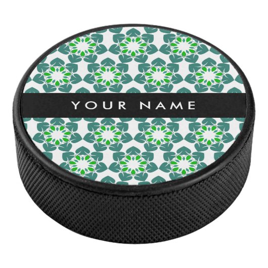 Leaf-Muster, grüne Blätter, Ihr Name Eishockey Puck (3/4)
