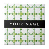 Leaf-Muster, grüne Blätter, Ihr Name Fliese (Vorderseite)