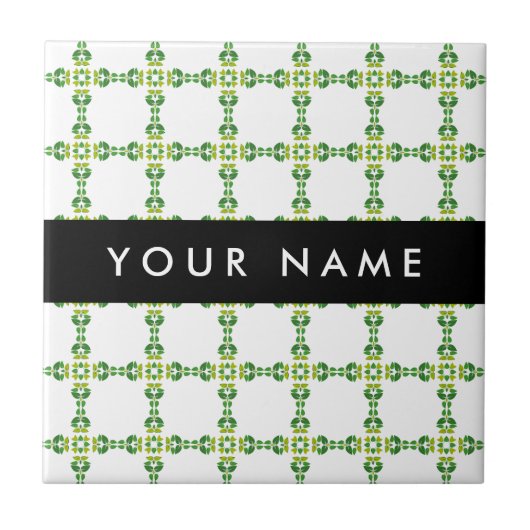 Leaf-Muster, grüne Blätter, Ihr Name Fliese (Vorderseite)