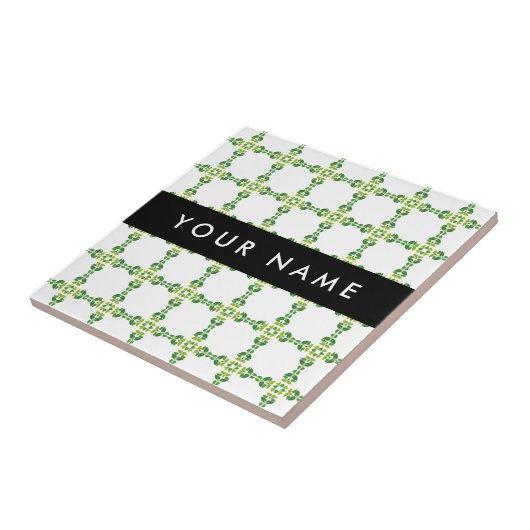 Leaf-Muster, grüne Blätter, Ihr Name Fliese (Seite)