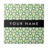 Leaf-Muster, grüne Blätter, Ihr Name Fliese (Vorderseite)