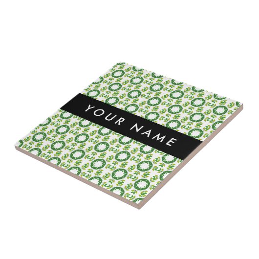 Leaf-Muster, grüne Blätter, Ihr Name Fliese (Seite)