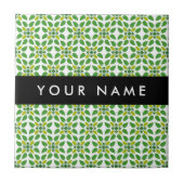 Leaf-Muster, grüne Blätter, Ihr Name Fliese (Vorderseite)