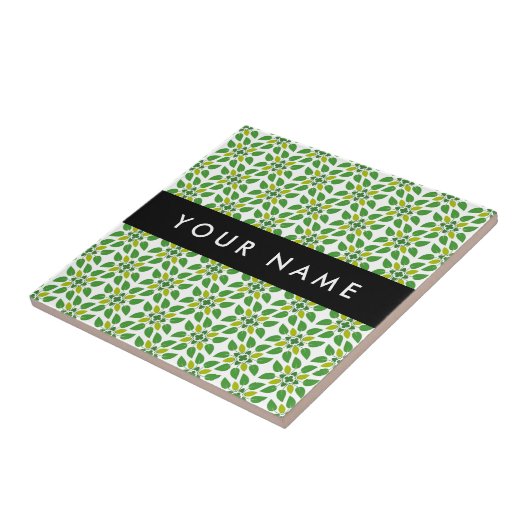 Leaf-Muster, grüne Blätter, Ihr Name Fliese (Seite)