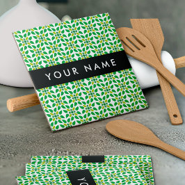 Leaf-Muster, grüne Blätter, Ihr Name Fliese