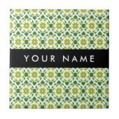 Leaf-Muster, grüne Blätter, Ihr Name Fliese (Vorderseite)