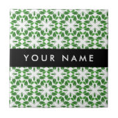 Leaf-Muster, grüne Blätter, Ihr Name Fliese (Vorderseite)